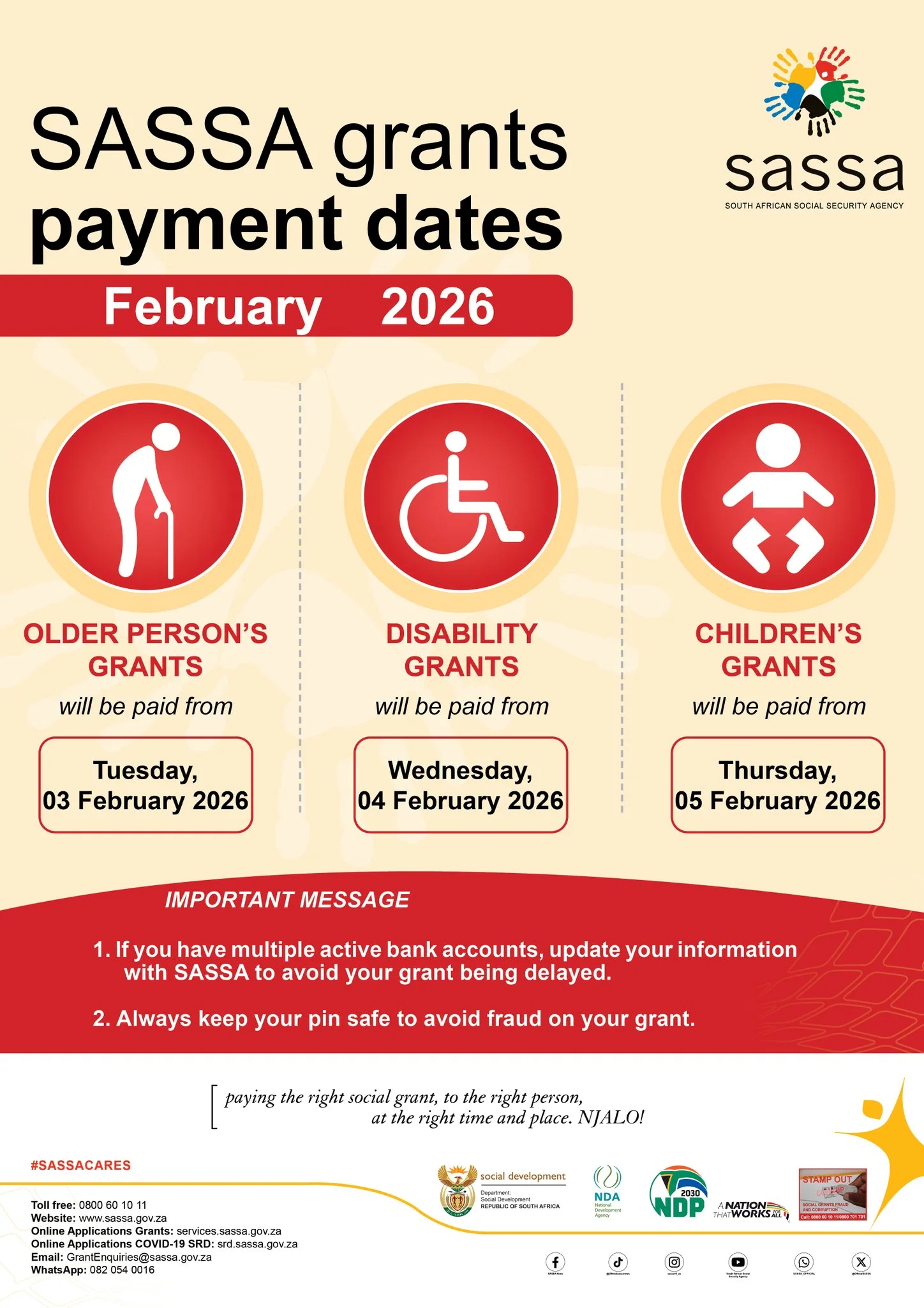 sassa payment dates for february 2026